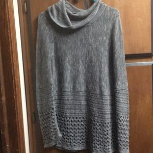 grey crocheted thin sweater